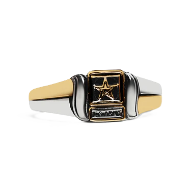 18K Gold PVD Stainless Steel United States Army Two Tone Women's Ring