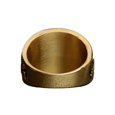 18K Gold PVD Stainless Steel United States Army Green Center Stone Ring