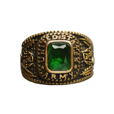 18K Gold PVD Stainless Steel United States Army Green Center Stone Ring