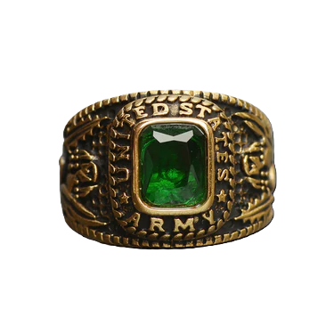 18K Gold PVD Stainless Steel United States Army Green Center Stone Ring