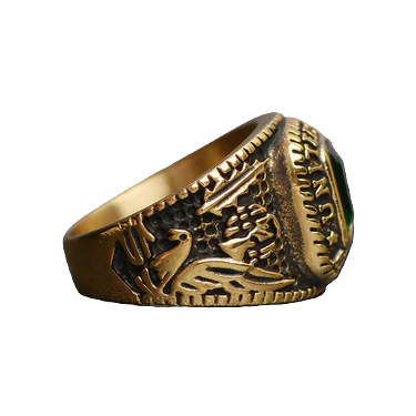 18K Gold PVD Stainless Steel United States Army Green Center Stone Ring