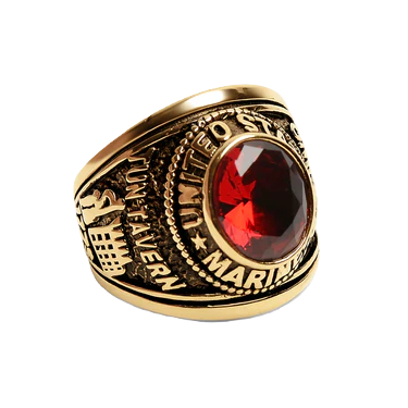 18K Gold PVD Stainless Steel Red Stone United States Marines Ring