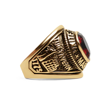 18K Gold PVD Stainless Steel Red Stone United States Marines Ring