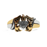 18K Gold PVD Stainless Steel United States Navy Two Tone Women's Ring