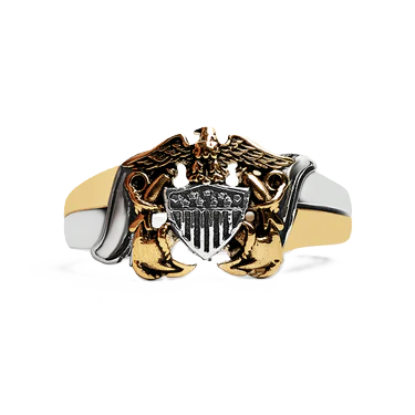 18K Gold PVD Stainless Steel United States Navy Two Tone Women's Ring