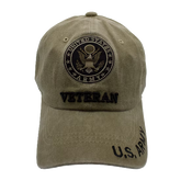 Army Emblem Veteran Stone Washed Cap - Khaki