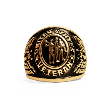 18K Gold PVD Stainless Steel United States Military Veterans Men's Ring