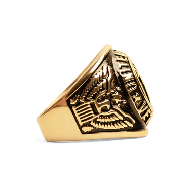 18K Gold PVD Stainless Steel United States Military Veterans Men's Ring